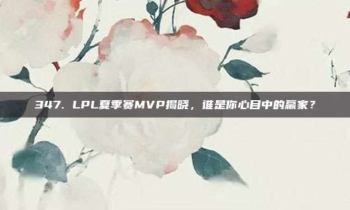 347. LPL夏季赛MVP揭晓，谁是你心目中的赢家？